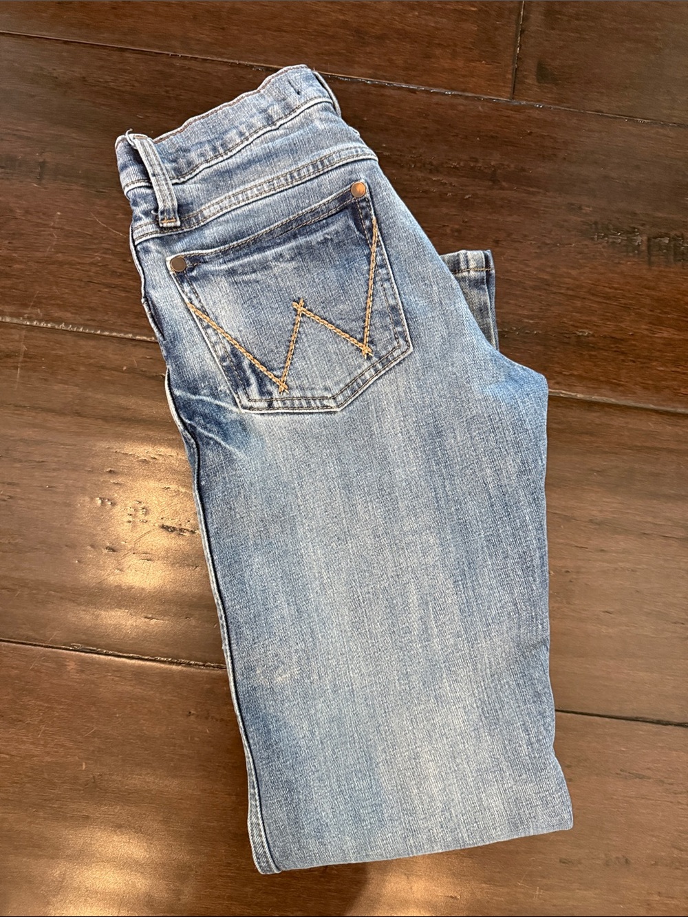 Wrangler Kids Light Blue Denim Jeans with Contrast Stitching. Relaxed Boot